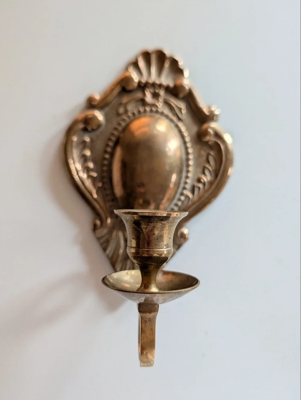 Solid Brass Vintage Candle Wall Sconce Ornate
